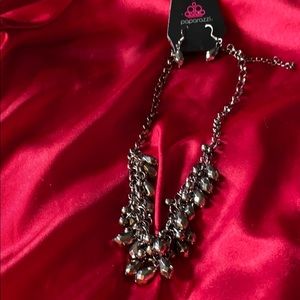 Metallic necklace and earrings